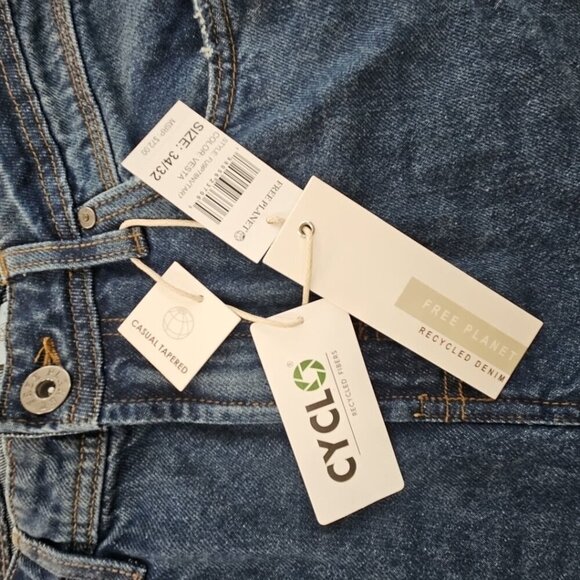 Free Planet Men's Jeans 34x32 Casual Tapered Stretch Sustainable Denim Pants NWT - Picture 8 of 14